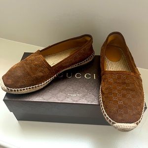 Authentic Gucci espadrilles. Brown size 7 1/2.